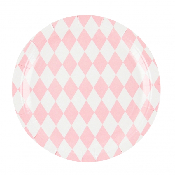 Pappteller m. Diamanten rosa 8er Set