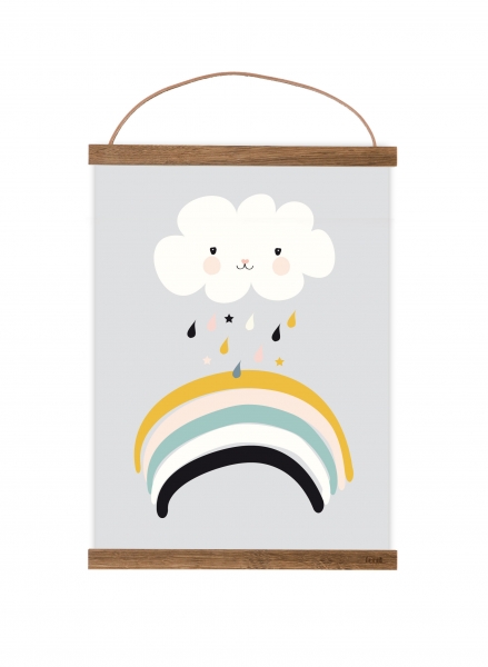 Poster Regenbogen & Wolke grau