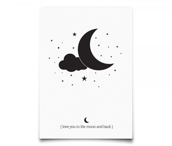 Postkarte Love you to the moon & back