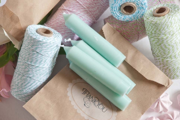 Stumpenkerze mint/aquamarine, 4er Set