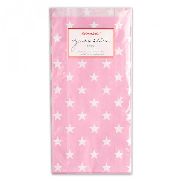 Tüten mit Sternen rosa 6er Set